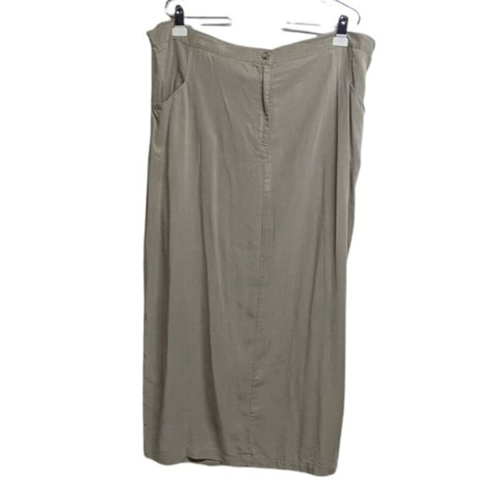 Orvis Skirt Women X-Large Maxi Length Button & Zip Closure Back Slit Beige XL